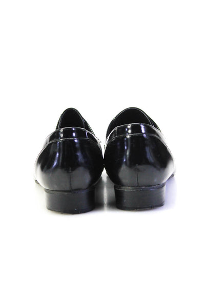 Calvin Klein Womens Patent Leather Cap Toe Low Heel Tuxedo Loafers Black Size 7M
