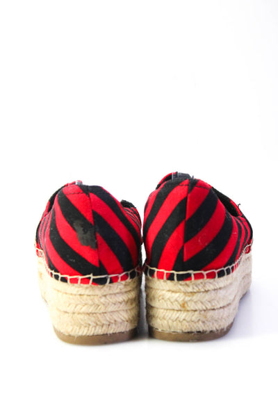 Miu Miu Womens Striped Round Toe Slip On Platform Espadrilles Red Size 39.5 9.5