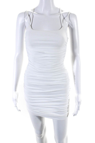 Superdown Womens Sleeveless Ruched Body Con Dress White Size Extra Extra Small