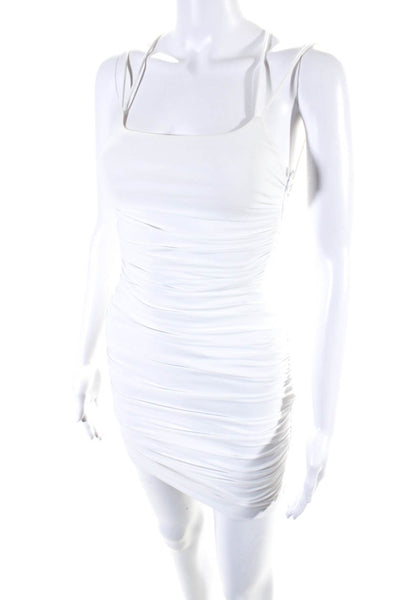 Superdown Womens Sleeveless Ruched Body Con Dress White Size Extra Extra Small