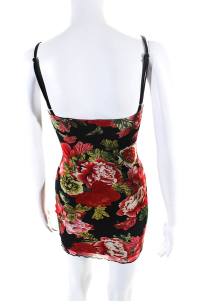 Superdown Womens Floral Print Bodycon Dress Black Red Size Extra Extra Small
