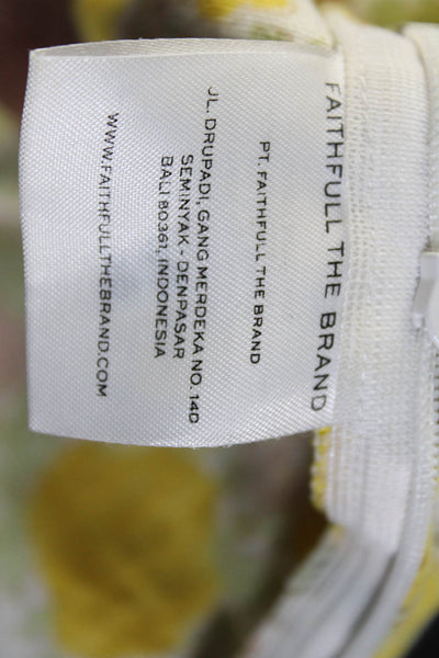 Faithfull The Brand Womens Yellow Linen Floral Belt High Rise Short Size 6