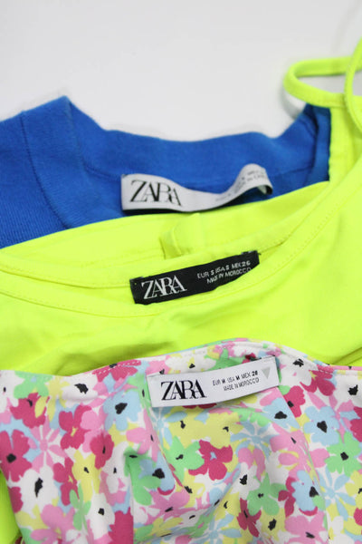 Zara Womens Bras Blue Crew Neck Short Sleeve Knit Top Blouse Top Size S M lot 3