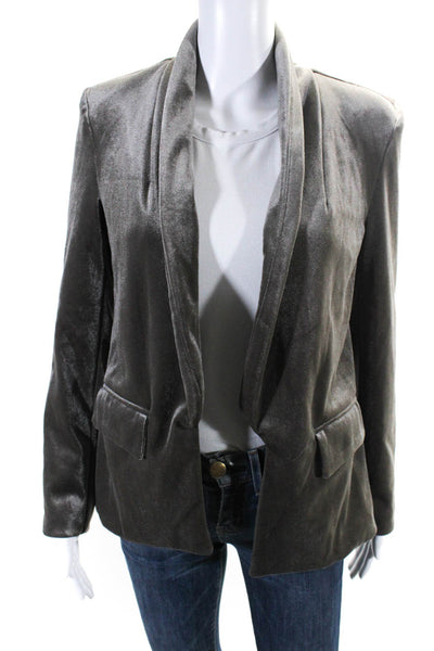 Romeo + Juliet Couture Womens Velvet Open Front Shawl Collar Blazer Gray Size S