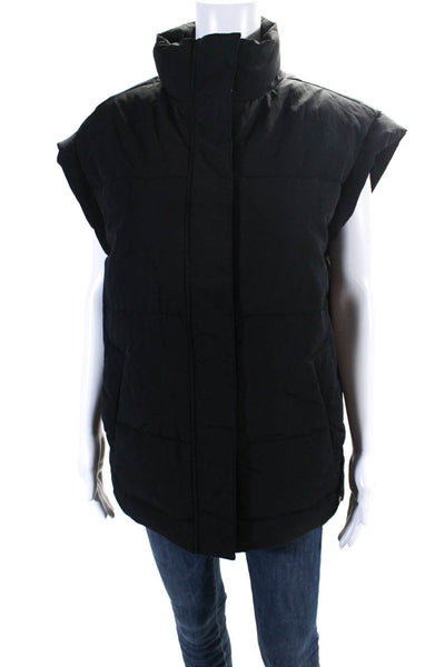 Everlane Women's Sleeveless Collared Full Zip Puffer Vest Black Size S