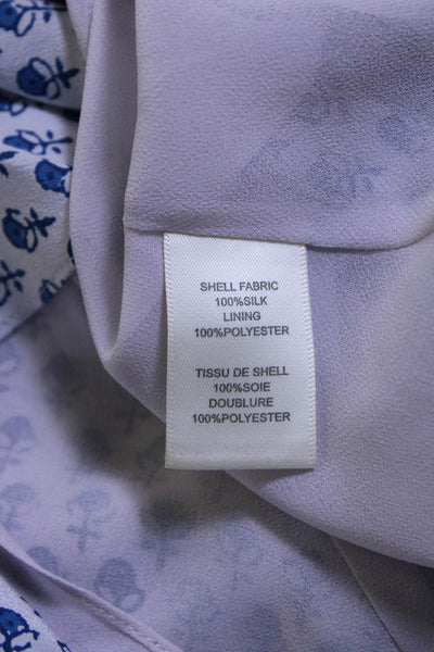 Rebecca Taylor  Womens Silk Floral Print V-Neck Cami Blouse Top Blue Size 0