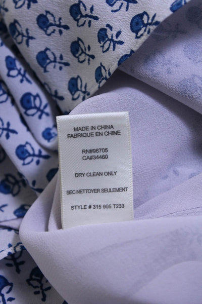 Rebecca Taylor  Womens Silk Floral Print V-Neck Cami Blouse Top Blue Size 0