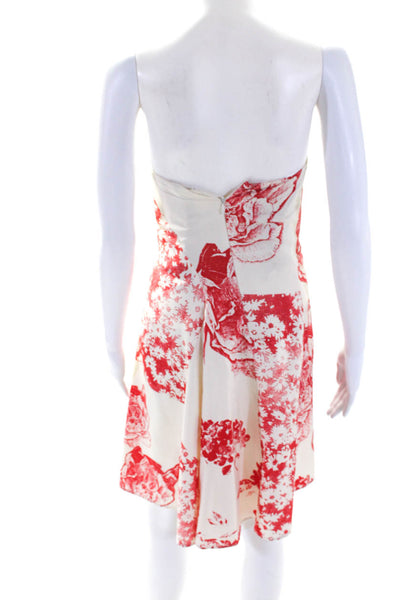 Stella McCartney Womens Silk Floral Strapless Fit + Flare Dress Beige Size 38