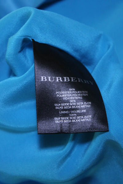 Burberry Prorsum Womens Round Neck Short Sleeve Zip Up Dress Blue Size 38