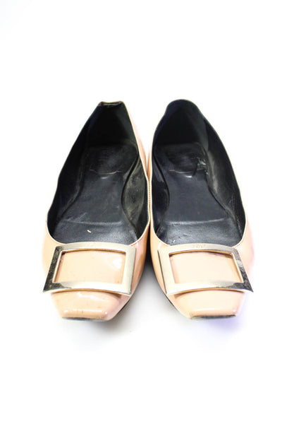 Chloe Womens Black Leather Scalloped Ballet Flats Shoes Size 6.5