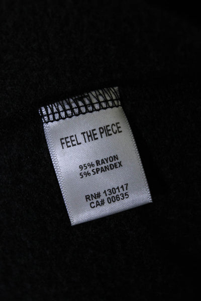 Feel the Piece Terre Jacobs Womens Jersey Knit Sweater Cardigan Gray Size OS