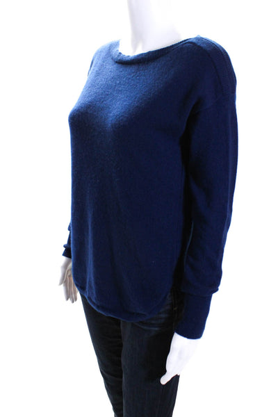 Elliott Lauren Womens Cashmere Curved Long Sleeve Pullover Sweater Blue Size XS