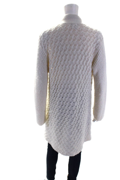 Skin Womens Thick Knit Open Front Pocket Long Sleeved Cardigan Cream Size XS