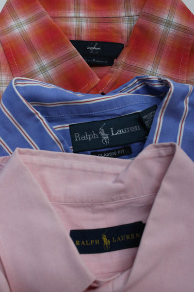 Ralph Lauren Zegna Sport Mens Cotton Striped Button Down Blue Size 16.5 XL Lot 3