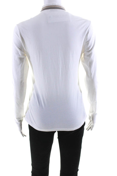 Peserico Womens Covered Placket Buttoned Long Sleeve Blouse White Size EUR38