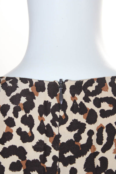 Steven Alan Womens Animal Print Round Neck Sleeveless Blouse Top Beige Size M