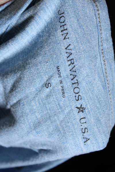 John Varvatos Star USA Mens Cotton Blend Short Sleeve Henley T-Shirt Blue Size S