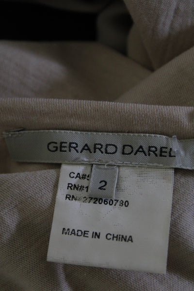 Gerard Darel Womens Silk Charmeuse Knotted Boat Neck Short Sleeve Top Tan Size 2