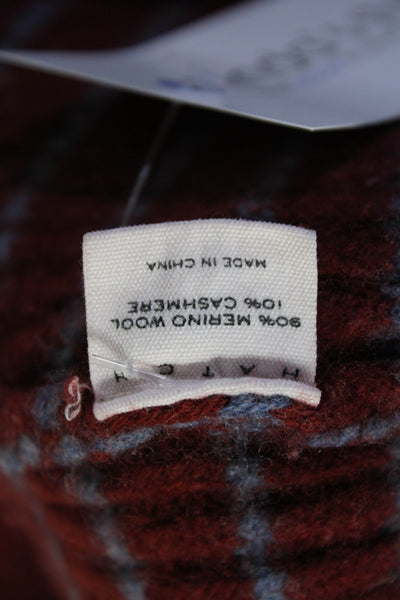 Hatch Womens Merino Wool Knit Striped Print Turtleneck Sweater Top Red Size 2
