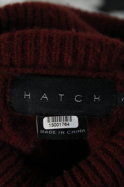 Hatch Womens Merino Wool Knit Striped Print Turtleneck Sweater Top Red Size 2