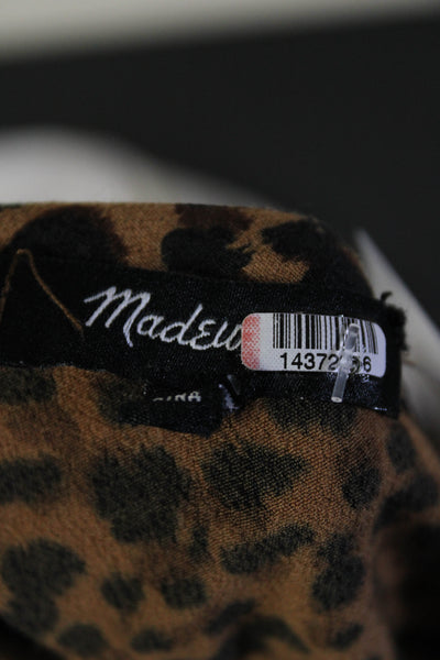 Madewell Womens Cheetah Print Split Hem Unlined Drawstring Skirt Brown Size 8
