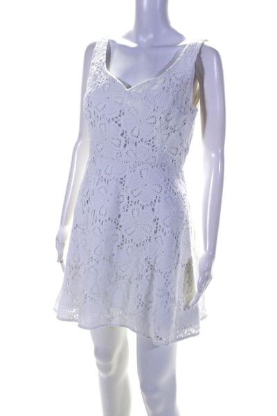 Lily Pulitzer Womens Cotton Battenberg Lace Sleeveless Zipped Dress White Size 6