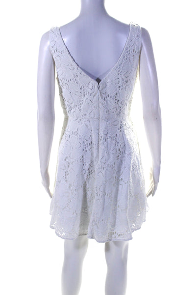 Lily Pulitzer Womens Cotton Battenberg Lace Sleeveless Zipped Dress White Size 6