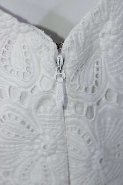 Lily Pulitzer Womens Cotton Battenberg Lace Sleeveless Zipped Dress White Size 6