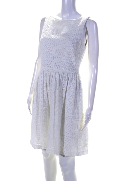 Trina Turk Womens Cotton Battenberg Lace Zipped Textured Dress White Size 6