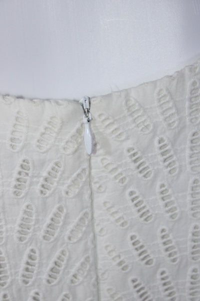 Trina Turk Womens Cotton Battenberg Lace Zipped Textured Dress White Size 6
