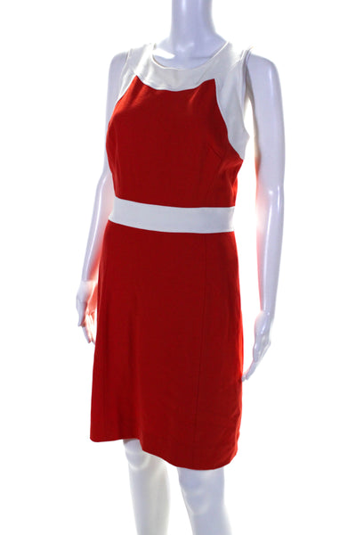 Milly Womens Striped Print Zipped Sleeveless Darted Sheath Dress Orange Size M