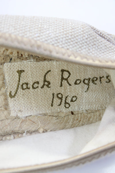 Jack Rogers Womens Leather Trim Slide On Espadrille Flats Beige Size 9