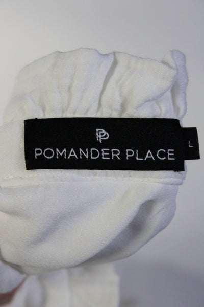 Pomander Place Womens Sleeveless Belted Sun Dress White Cotton Size Large