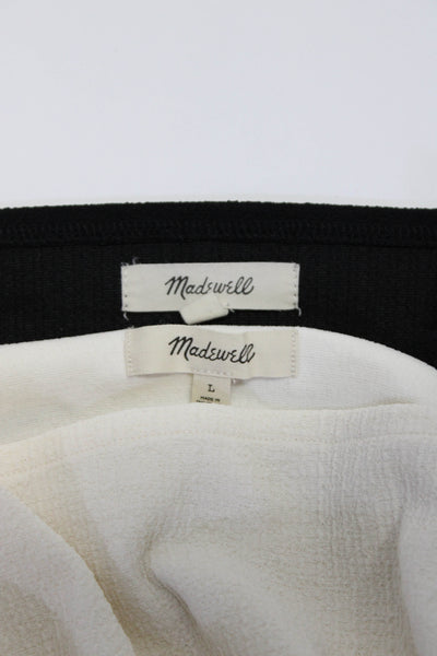 Madewell Womens Long Sleeves Blouses White Black Size Large Lot 2