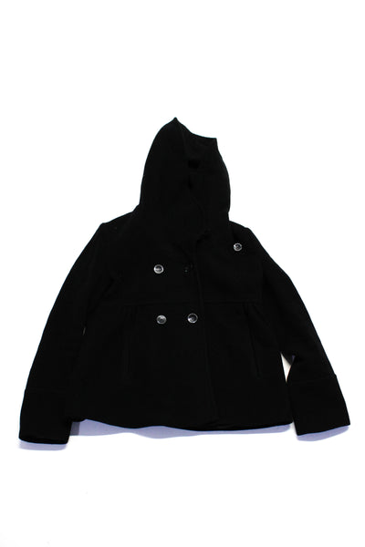 Marc New York Girls Wool Lined Peplum Hooded Coat Black Size 6
