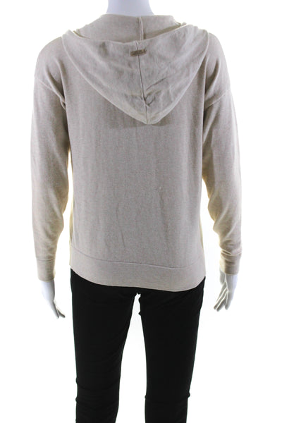 Bellemere Womens Cashmere Long Sleeve Double Zip Hooded Jacket Beige Size S