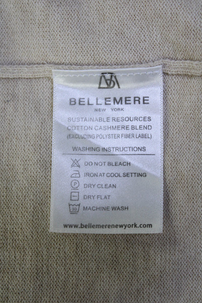 Bellemere Womens Cashmere Long Sleeve Double Zip Hooded Jacket Beige Size S