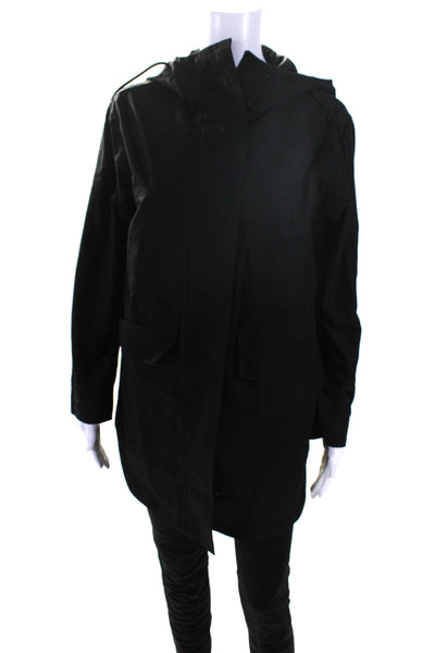 Everlane Womens Zip Long Sleeve Button Hooded Windbreaker Jacket Black Size 2XS