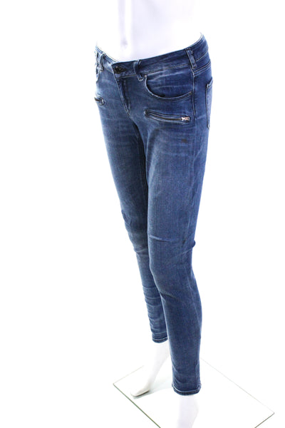 Scotch And Soda Womens Zipper Fly Mid Rise Skinny Ankle Jeans Blue Denim Size 27