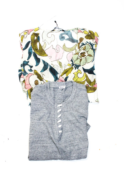 Splendid Zara Womens Knit Shirt Printed Blouse Gray White Size Small Large Lot 2