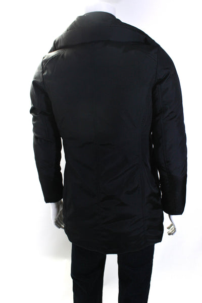 Andrew Marc Mens Front Zip Ribbed Mock Neck Down Jacket Black Size Small