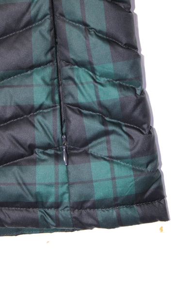 Talbots Boys Plaid Full Zip Stand Collar Outerwear Vest Green Size S