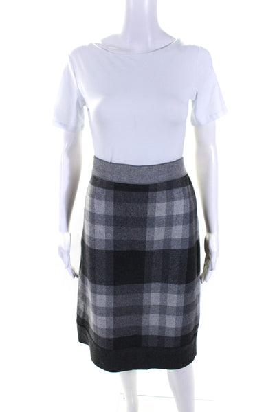 Escada Sport Womens Wool Plaid Midi Skirt Gray Size 44