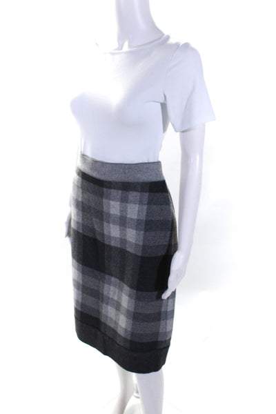 Escada Sport Womens Wool Plaid Midi Skirt Gray Size 44