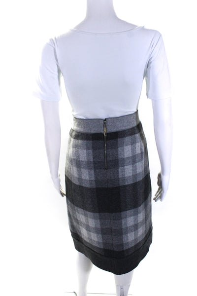 Escada Sport Womens Wool Plaid Midi Skirt Gray Size 44