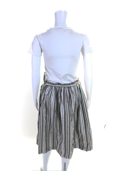 Thomas Pink Womens Striped A Line Wrap Skirt Gray White Size Medium