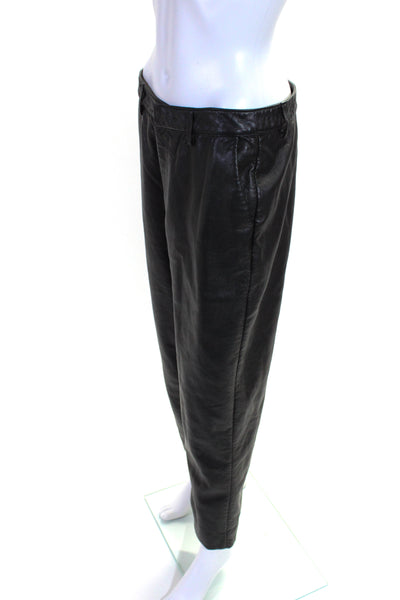 As by Df Womens Recycled Leather High Rise Zip Up Pants Black Size 8 15743644