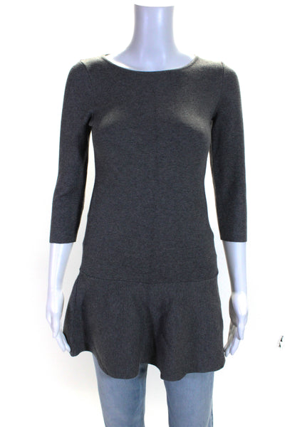 Milly Minis Girls Long Sleeve Crew Neck Knit Shift Dress Gray Size 12