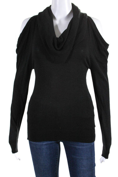 Michael Kors Womens Long Sleeve Cowl Neck Cold Shoulder Knit Top Black Size S