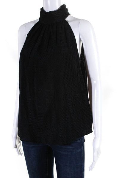 Joie Womens Sleeveless Halter Neck Textured Blouse Black Size S